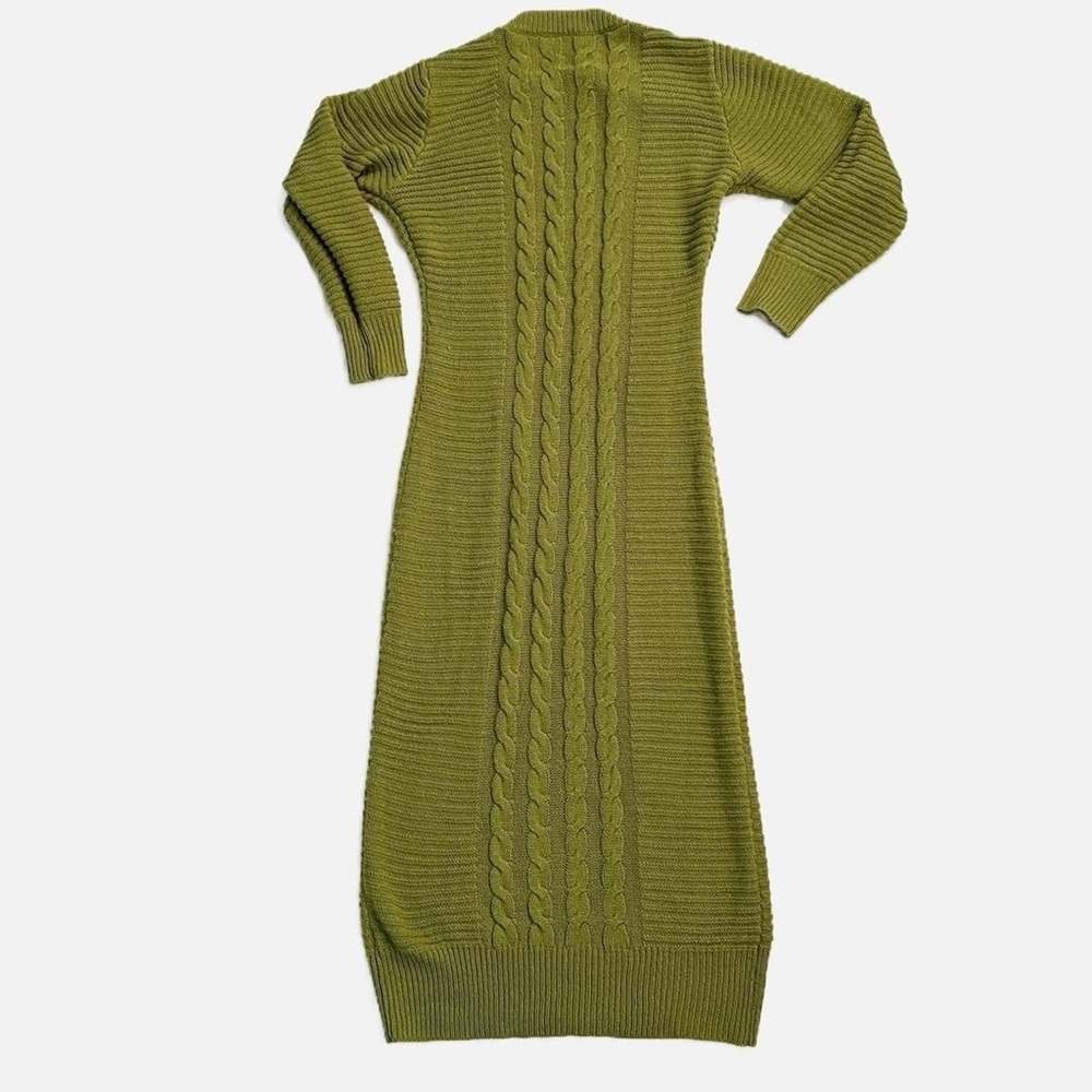 Green Long Sleeve Cable Knit‎ Maxi Dress - Picture 3 of 7
